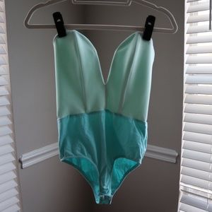 Blue strapless bodysuit
